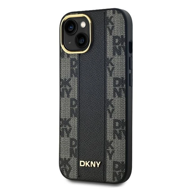 Чохол DKNY Leather Checkered Mono Pattern для iPhone 15 / 14 / 13 Black with MagSafe (DKHMP15SPCPVSLK)