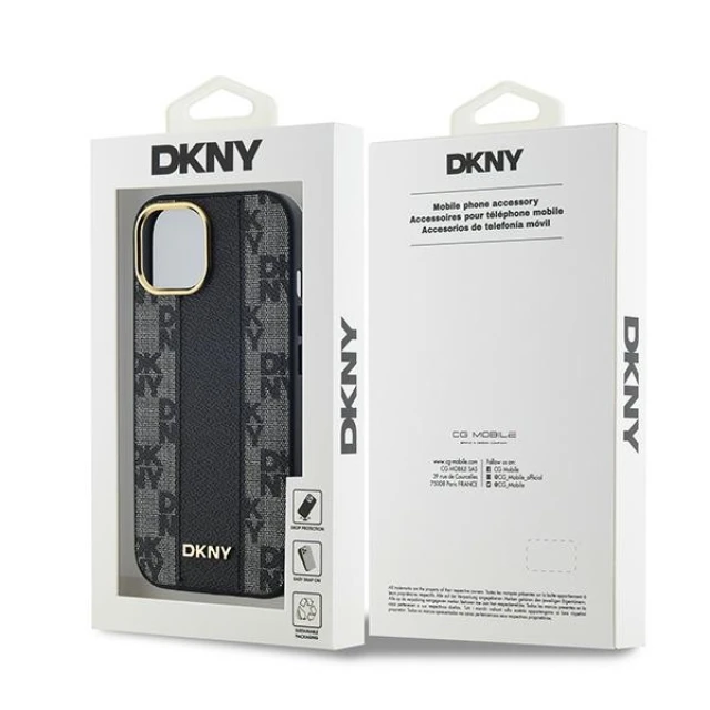 Чохол DKNY Leather Checkered Mono Pattern для iPhone 15 Plus / 14 Plus Black with MagSafe (DKHMP15MPCPVSLK)