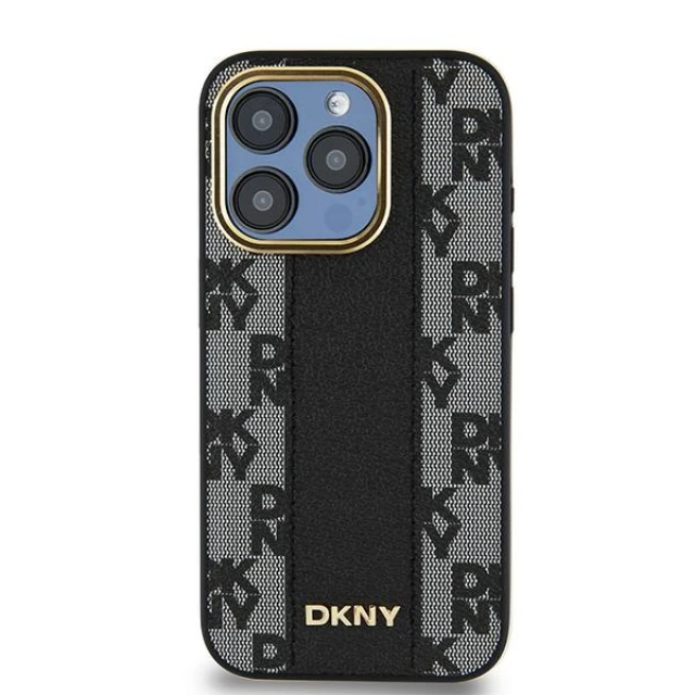 Чохол DKNY Leather Checkered Mono для iPhone 15 Pro Black with MagSafe (DKHMP15LPCPVSLK)