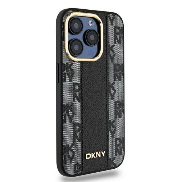 Чехол DKNY Leather Checkered Mono Pattern для iPhone 15 Pro Max Black with MagSafe (DKHMP15XPCPVSLK)