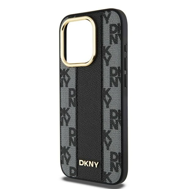 Чехол DKNY Leather Checkered Mono Pattern для iPhone 15 Pro Max Black with MagSafe (DKHMP15XPCPVSLK)