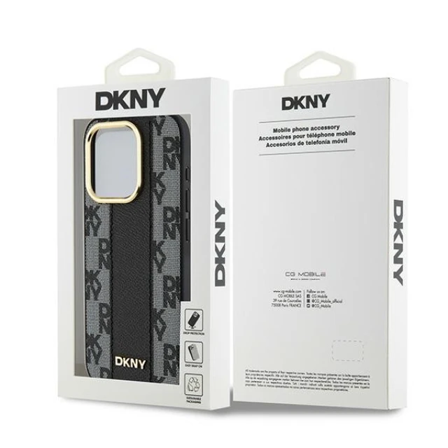 Чехол DKNY Leather Checkered Mono Pattern для iPhone 15 Pro Max Black with MagSafe (DKHMP15XPCPVSLK)