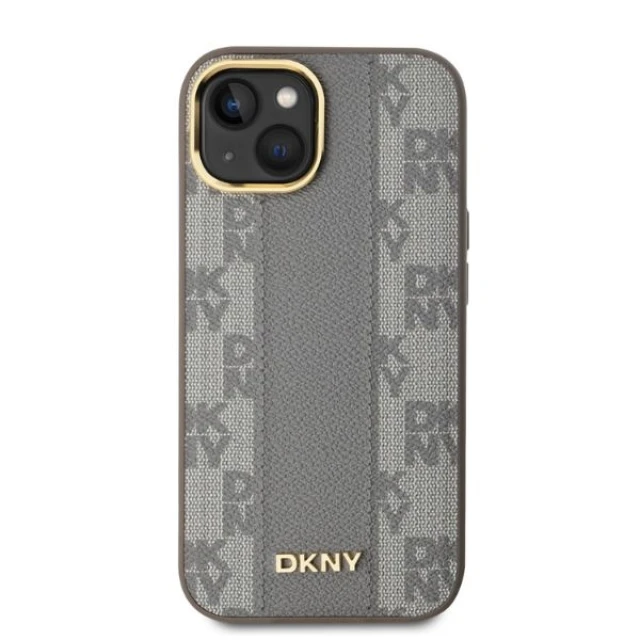 Чохол DKNY Leather Checkered Mono Pattern для iPhone 14 Beige with MagSafe (DKHMP14SPCPVSLE)