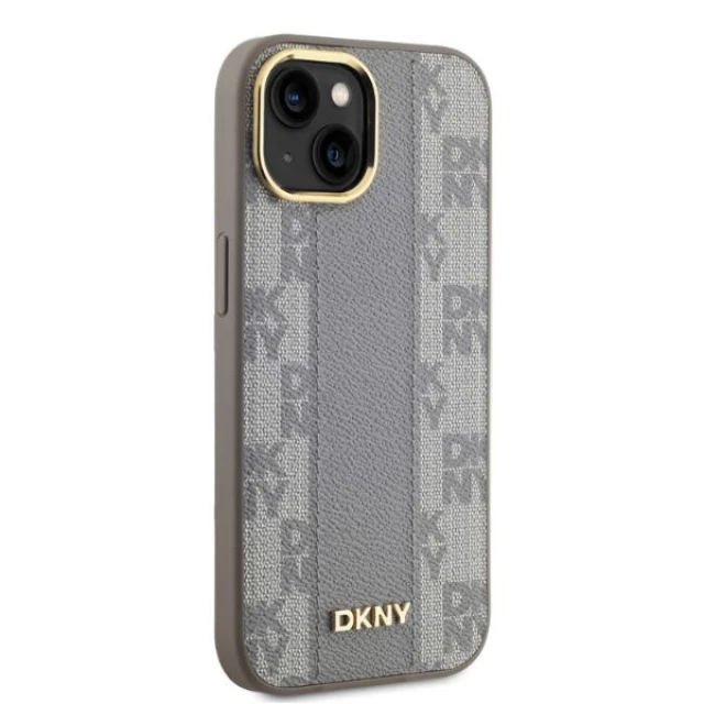 Чохол DKNY Leather Checkered Mono Pattern для iPhone 14 Beige with MagSafe (DKHMP14SPCPVSLE)