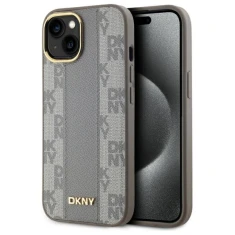 Чохол DKNY Leather Checkered Mono Pattern для iPhone 15 Plus Beige with MagSafe (DKHMP15MPCPVSLE)