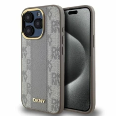 Чохол DKNY Leather Checkered Mono Pattern для iPhone 15 Pro Beige with MagSafe (DKHMP15LPCPVSLE)