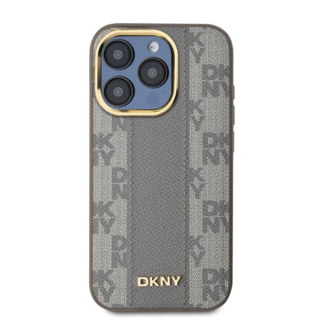 Чохол DKNY Leather Checkered Mono Pattern для iPhone 15 Pro Max Beige with MagSafe (DKHMP15XPCPVSLE)