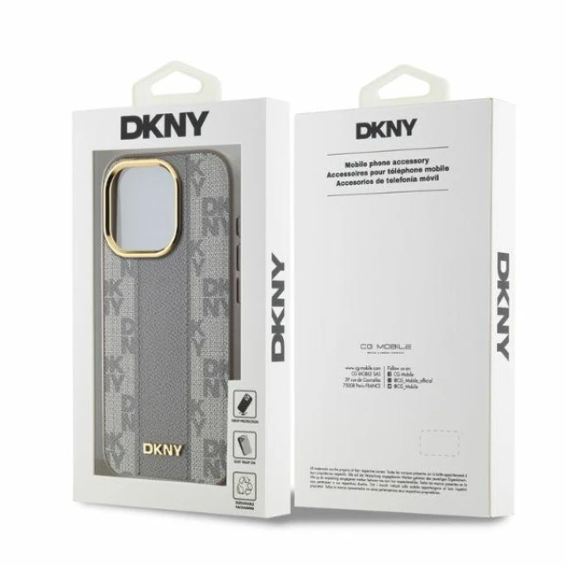 Чохол DKNY Leather Checkered Mono Pattern для iPhone 15 Pro Max Beige with MagSafe (DKHMP15XPCPVSLE)