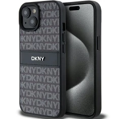 Чохол DKNY Leather Mono Stripe & Metal Logo для iPhone 15 Plus / 14 Plus Black (DKHCP15MPRTHSLK)