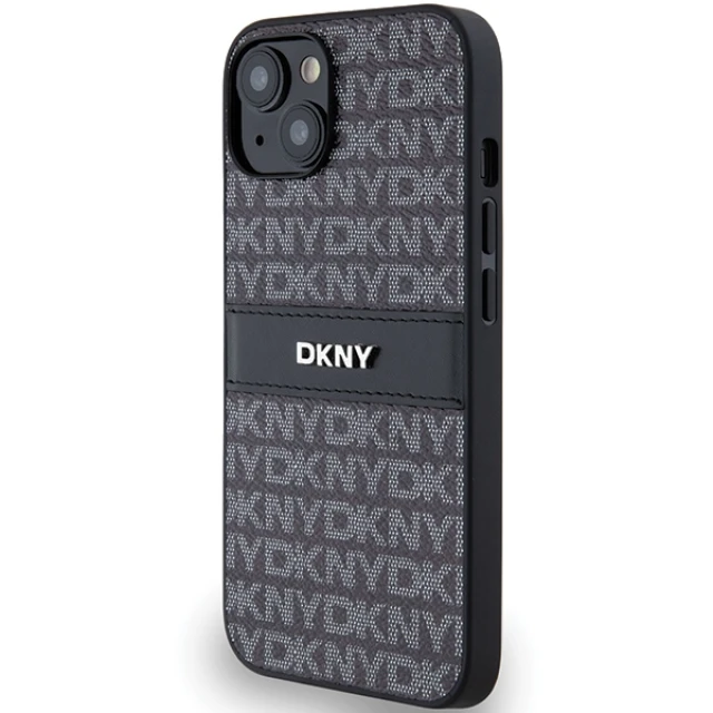 Чохол DKNY Leather Mono Stripe & Metal Logo для iPhone 15 Plus / 14 Plus Black (DKHCP15MPRTHSLK)