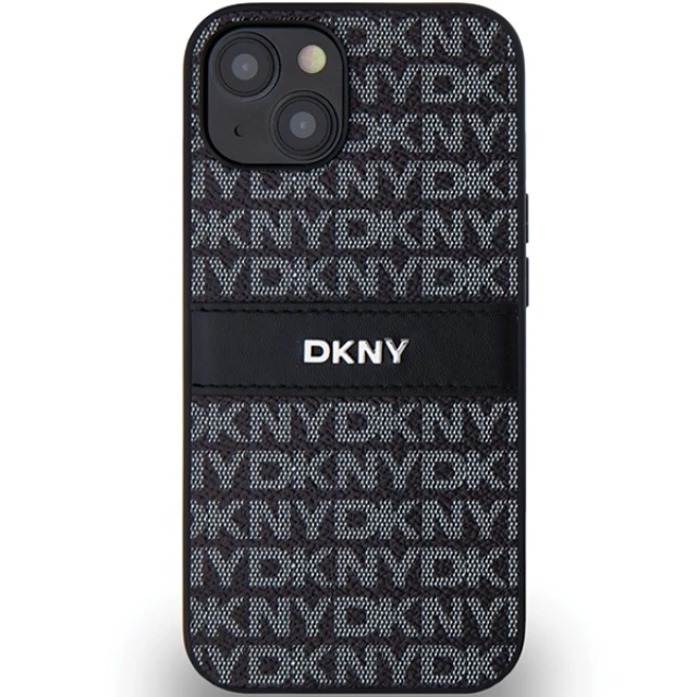 Чохол DKNY Leather Mono Stripe & Metal Logo для iPhone 15 Plus / 14 Plus Black (DKHCP15MPRTHSLK)