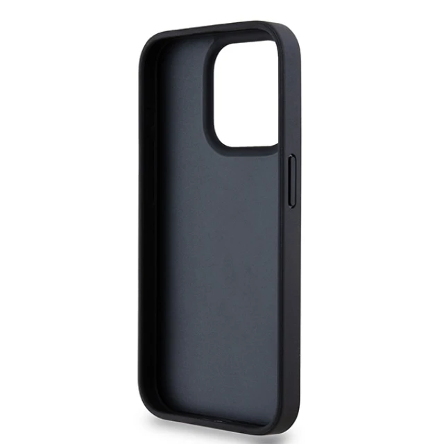 Чехол DKNY Leather Mono Stripe Metal для iPhone 15 Pro Black (DKHCP15LPRTHSLK)