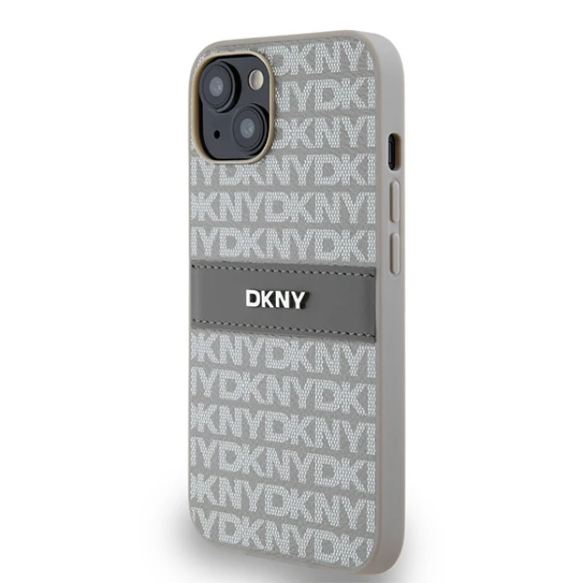Чохол DKNY Leather Mono Stripe & Metal Logo для iPhone 14 / iPhone 15 / iPhone 13 Beige (DKHCP14SPRTHSLE)