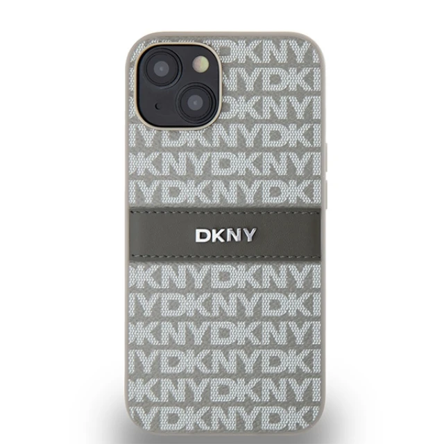 Чохол DKNY Leather Mono Stripe & Metal Logo для iPhone 14 / iPhone 15 / iPhone 13 Beige (DKHCP14SPRTHSLE)