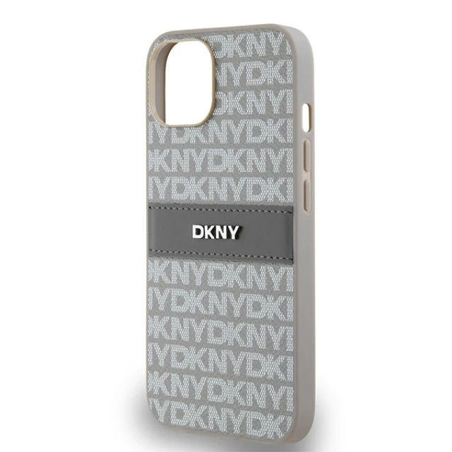 Чохол DKNY Leather Mono Stripe & Metal Logo для iPhone 14 / iPhone 15 / iPhone 13 Beige (DKHCP14SPRTHSLE)