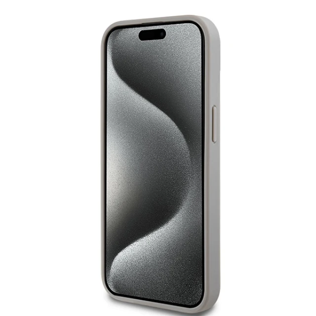 Чохол DKNY Leather Mono Stripe Metal Logo для iPhone 15 / 14 / 13 Beige (DKHCP15SPRTHSLE)
