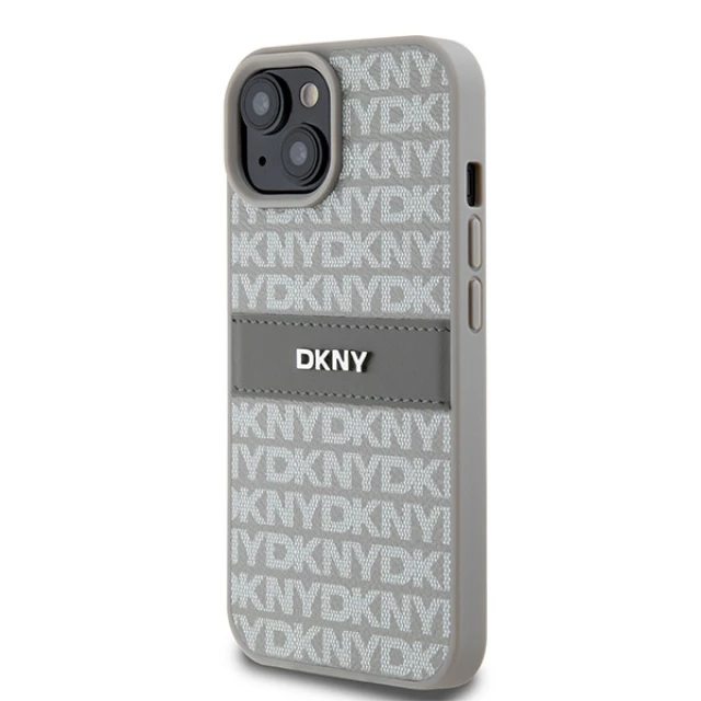 Чохол DKNY Leather Mono Stripe & Metal Logo для iPhone 15 Plus Beige (DKHCP15MPRTHSLE)