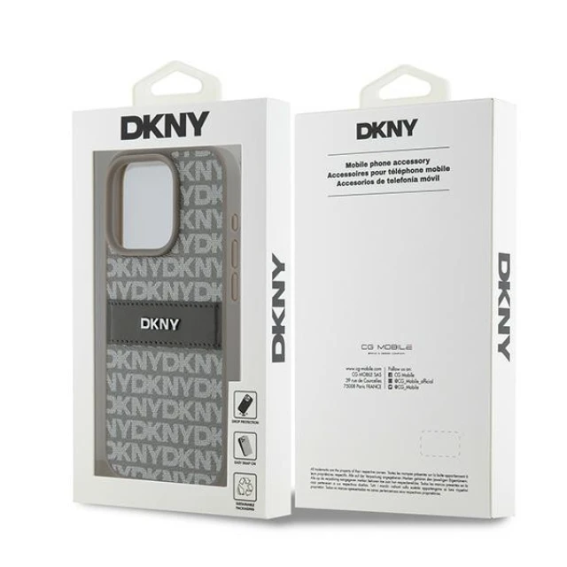 Чохол DKNY Leather Mono Stripe Metal Logo для iPhone 15 Pro Max Beige (DKHCP15XPRTHSLE)