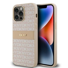 Чохол DKNY Leather Mono Stripe для iPhone 14 Pro Pink (DKHCP14LPRTHSLP)