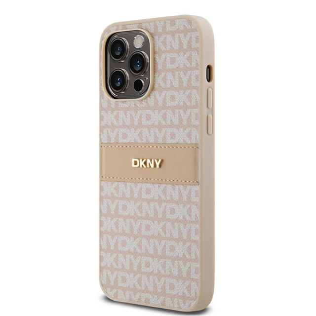 Чехол DKNY Leather Mono Stripe для iPhone 14 Pro Pink (DKHCP14LPRTHSLP)