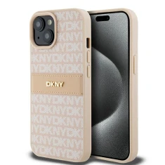 Чохол DKNY Leather Mono Stripe Metal Logo для iPhone 15 Plus | 14 Plus Pink (DKHCP15MPRTHSLP)