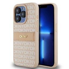 Чохол DKNY Hardcase Leather Mono Stripe & Metal Logo для iPhone 15 Pro Pink (DKHCP15LPRTHSLP)
