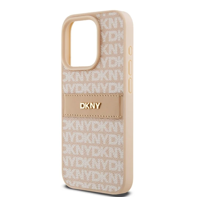 Чохол DKNY Hardcase Leather Mono Stripe & Metal Logo для iPhone 15 Pro Pink (DKHCP15LPRTHSLP)