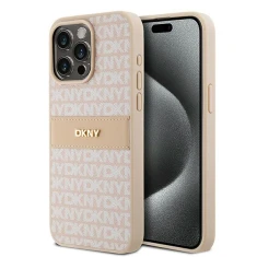 Чохол DKNY Leather Mono Stripe Metal Logo для iPhone 15 Pro Max Pink (DKHCP15XPRTHSLP)