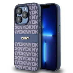 Чохол DKNY Leather Mono Stripe Metal Logo для iPhone 15 Pro Blue (DKHCP15LPRTHSLB)