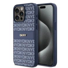 Чехол DKNY Leather Mono Stripe для iPhone 15 Pro Max Blue (DKHCP15XPRTHSLB)