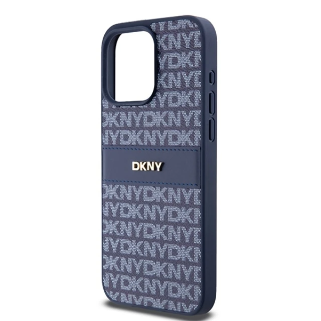 Чехол DKNY Leather Mono Stripe для iPhone 15 Pro Max Blue (DKHCP15XPRTHSLB)