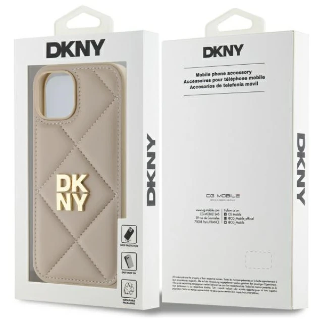 Чохол DKNY Quilted Stack Logo для iPhone 15 Beige (DKHCP15SPQDSLE)