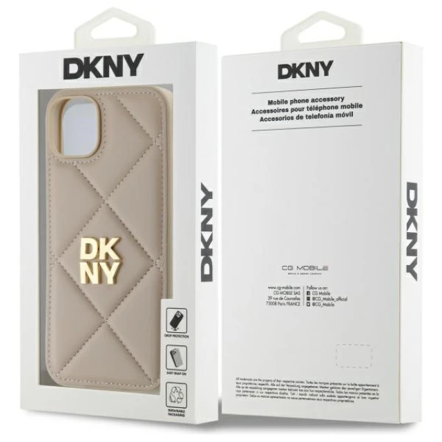 Чохол DKNY Quilted Stack Logo для iPhone 15 Plus Beige (DKHCP15MPQDSLE)