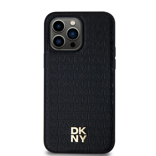 Чохол DKNY Leather Pattern Metal Logo для iPhone 13 Pro / 13 Black with MagSafe (DKHMP13LPSHRPSK)