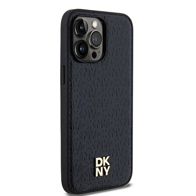 Чохол DKNY Leather Pattern Metal Logo для iPhone 13 Pro / 13 Black with MagSafe (DKHMP13LPSHRPSK)