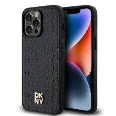 Чохол DKNY Leather Monogram Pattern Metal Logo для iPhone 14 Pro Max Black with MagSafe (3666339261504)