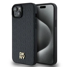 Чохол DKNY Leather Pattern Metal Logo для iPhone 15 Black with MagSafe (DKHMP15SPSHRPSK)