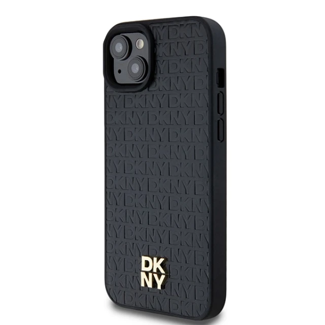 Чохол DKNY Leather Pattern Metal Logo для iPhone 15 Black with MagSafe (DKHMP15SPSHRPSK)