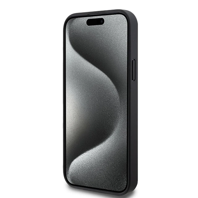 Чохол DKNY Leather Pattern Metal Logo для iPhone 15 Black with MagSafe (DKHMP15SPSHRPSK)