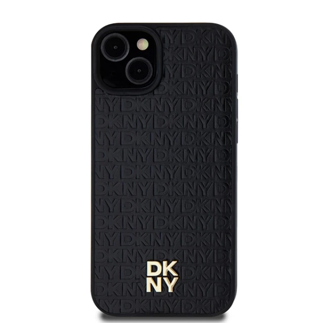 Чехол DKNY Leather Monogram Pattern Metal Logo для iPhone 15 Plus / 14 Plus Black with MagSafe (DKHMP15MPSHRPSK)