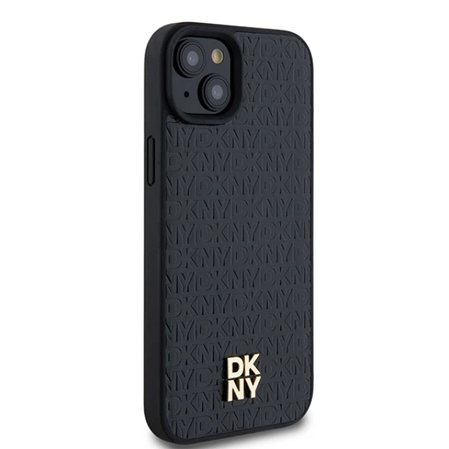 Чехол DKNY Leather Monogram Pattern Metal Logo для iPhone 15 Plus / 14 Plus Black with MagSafe (DKHMP15MPSHRPSK)