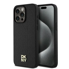 Чохол DKNY Leather Monogram Pattern Metal Logo для iPhone 15 Pro Max Black with MagSafe (DKHMP14XPSHRPSK)