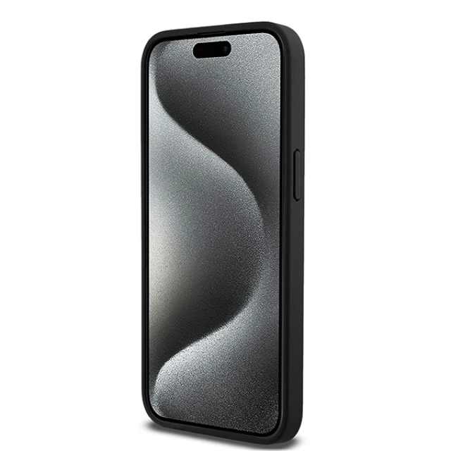 Чохол DKNY Leather Monogram Pattern Metal Logo для iPhone 15 Pro Max Black with MagSafe (DKHMP14XPSHRPSK)