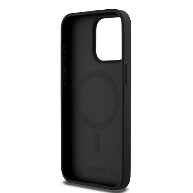 Чохол DKNY Leather Monogram Pattern Metal Logo для iPhone 15 Pro Max Black with MagSafe (DKHMP14XPSHRPSK)