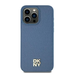 Чохол DKNY Leather Pattern Metal Logo для iPhone 15 / 14 / 13 Blue with MagSafe (DKHMP15SPSHRPSB)