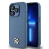 Чехол DKNY Leather Monogram Pattern Metal Logo для iPhone 15 Pro Blue with MagSafe (DKHMP15LPSHRPSB)