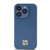 Чехол DKNY Leather Monogram Pattern Metal Logo для iPhone 15 Pro Blue with MagSafe (DKHMP15LPSHRPSB)
