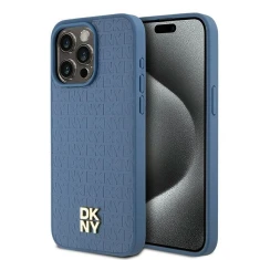 Чохол DKNY Leather Monogram Pattern Metal для iPhone 15 Pro Max Blue with MagSafe (DKHMP15XPSHRPSB)