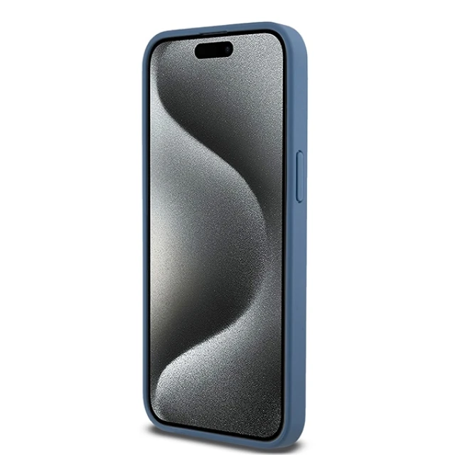 Чохол DKNY Leather Monogram Pattern Metal для iPhone 15 Pro Max Blue with MagSafe (DKHMP15XPSHRPSB)