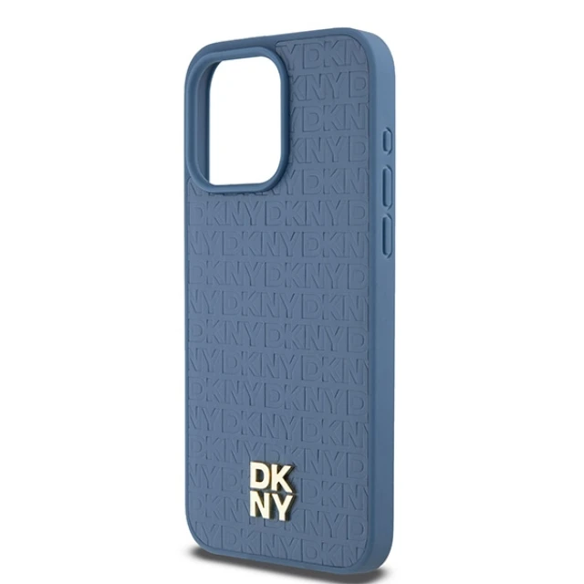 Чохол DKNY Leather Monogram Pattern Metal для iPhone 15 Pro Max Blue with MagSafe (DKHMP15XPSHRPSB)